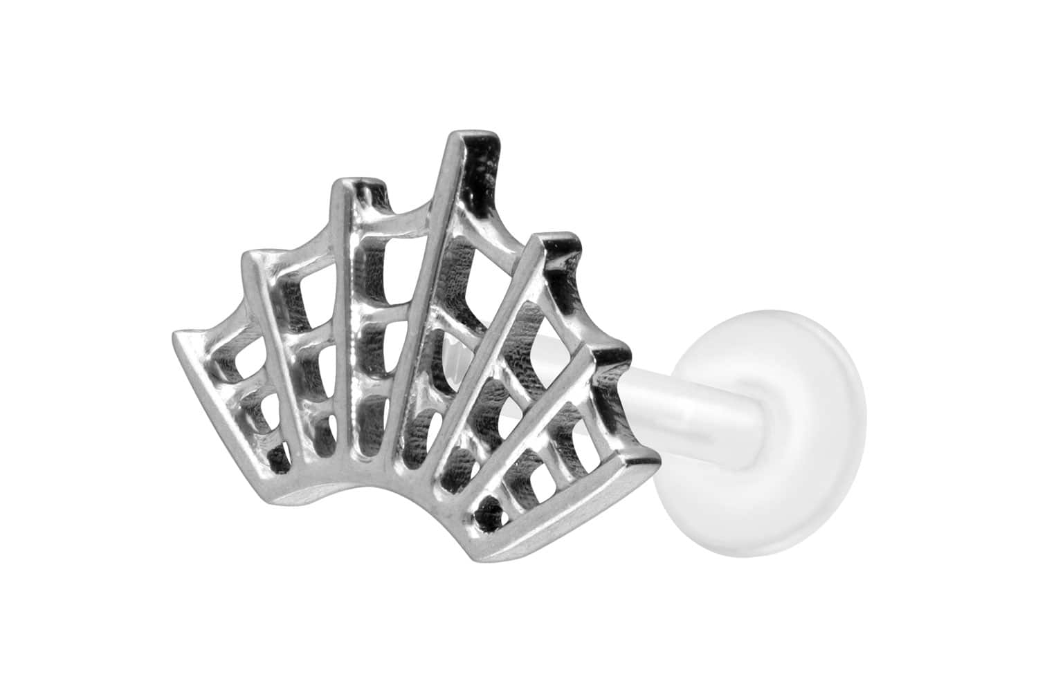 PTFE Labret Piercing mit Innengewinde + Titan-Aufsatz SPINNENNETZ